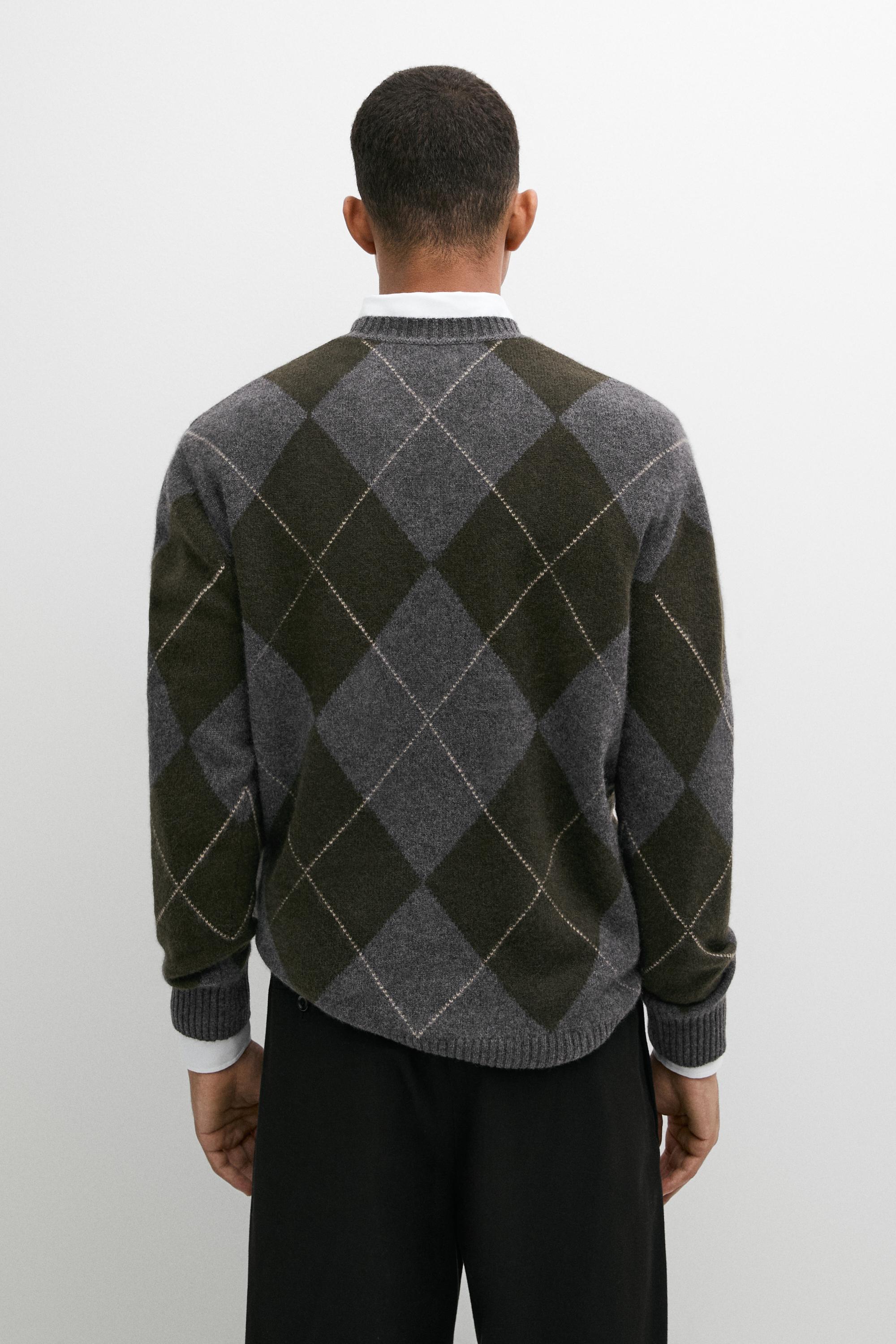 Pull en maille à motif losanges 100 % cachemire